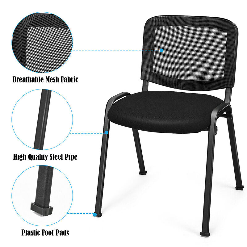 Costway Set of 5 Conference Chair Mesh Back Office Waiting Room Guest Reception Black