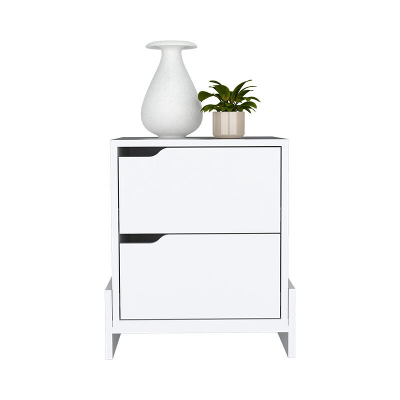 Streamdale Brookland Nightstand: Double Drawers, Sturdy Base