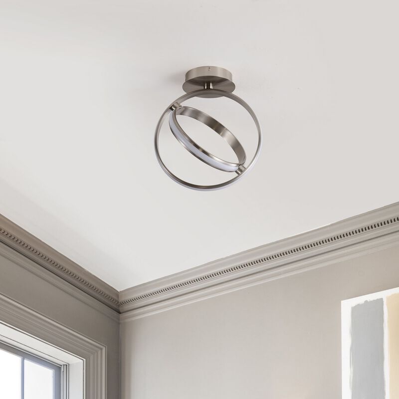 Nicole 2-Light Modern Minimalist Aluminum Ring Integrated LED Semi Flush Mount