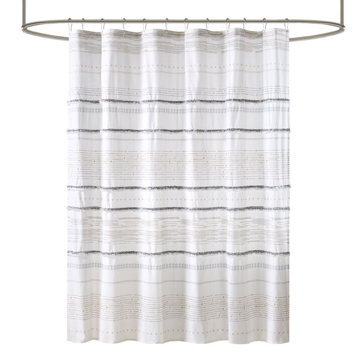 Gracie Mills Hogan Cotton Printed Shower Curtain with Trims