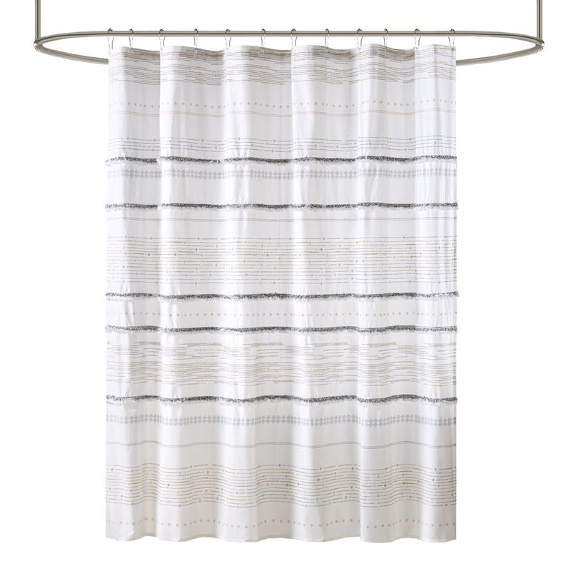 Gracie Mills Hogan Cotton Printed Shower Curtain with Trims