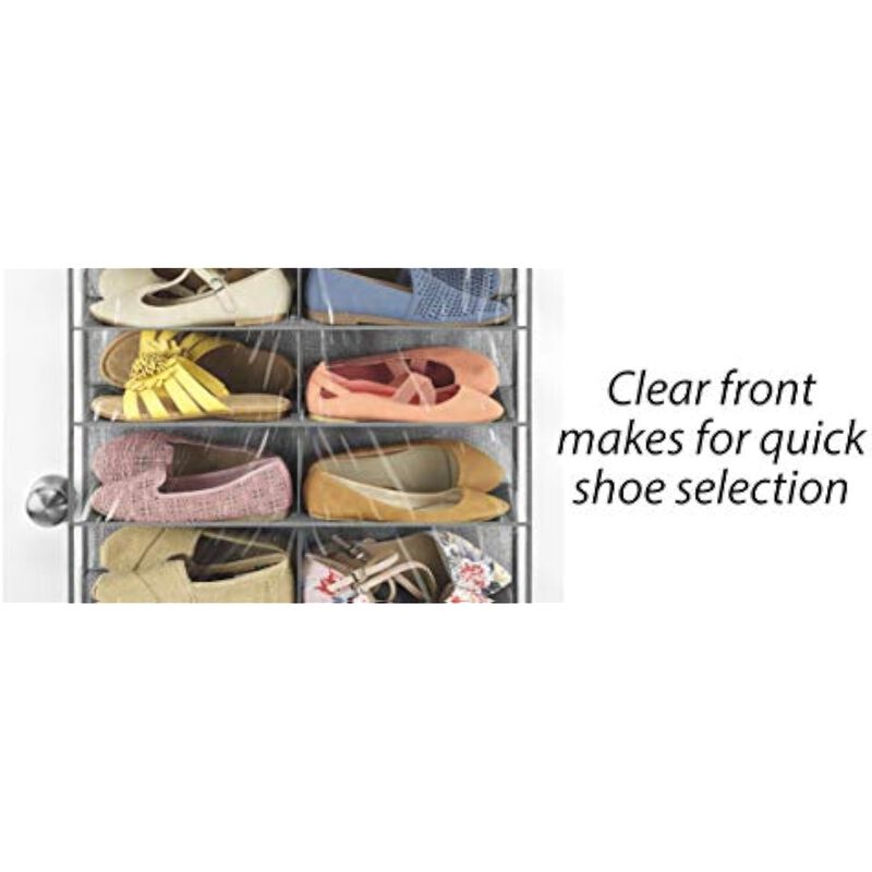 Over Door Shoe Rack Gray Shelves 26 Sections Crosshatch image number 3