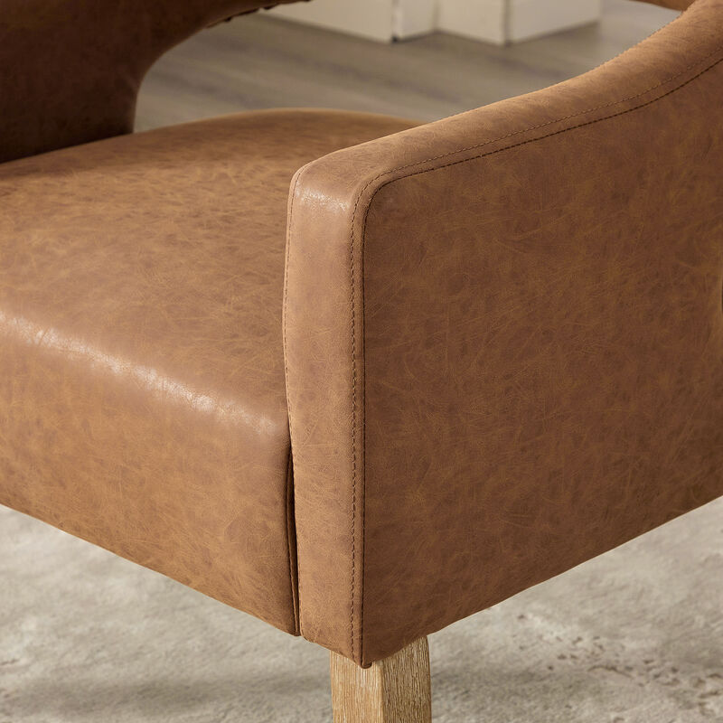Merax Mid-Century Modern Faux Leather Accent Chair
