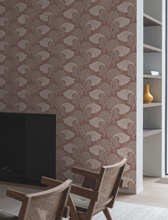 Dancing Leaves Tan Wallpaper
