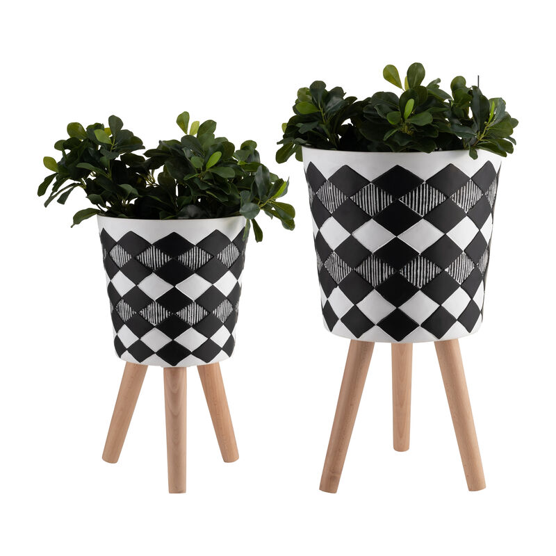 S/2 10/12" Diamond Planter image number 2