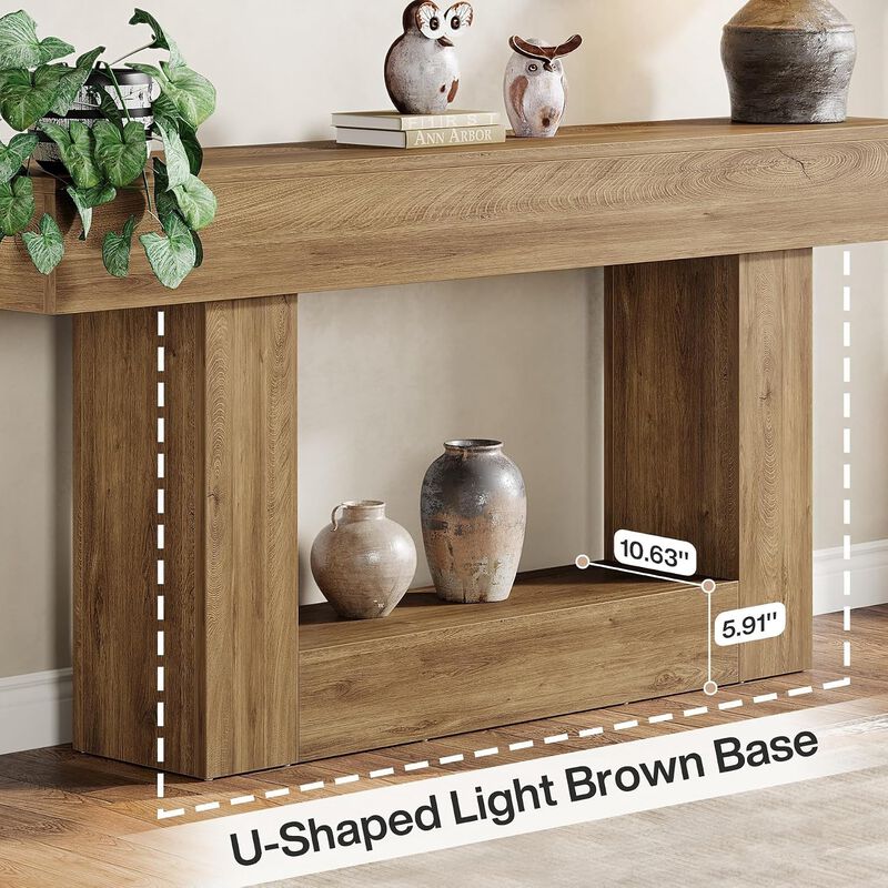 Tribesigns Farmhouse 2-Tier Wood Console Table image number 5