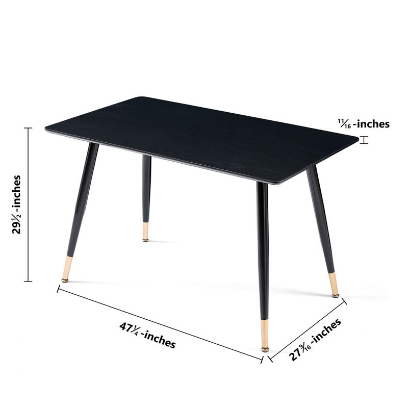 Streamdale Black Modern Kitchen Dining MDF Table For Smart Home