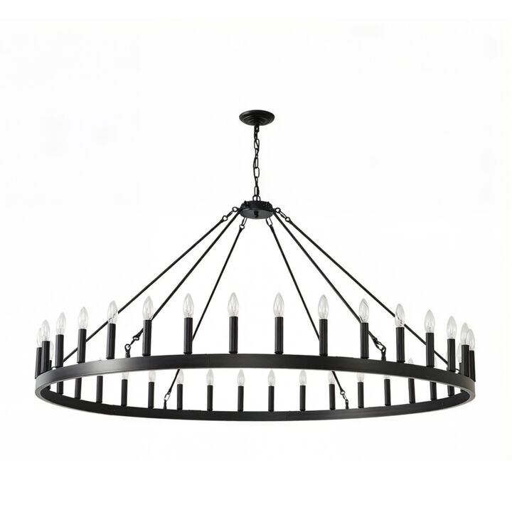 ELEMENT ACE 36-Light Extra Large Wagon Wheel Chandelier Hanging Light Fixture Suitable for High Ceilings Dining Room Living Room Kitchen Bedroom Porch Indoor Decor