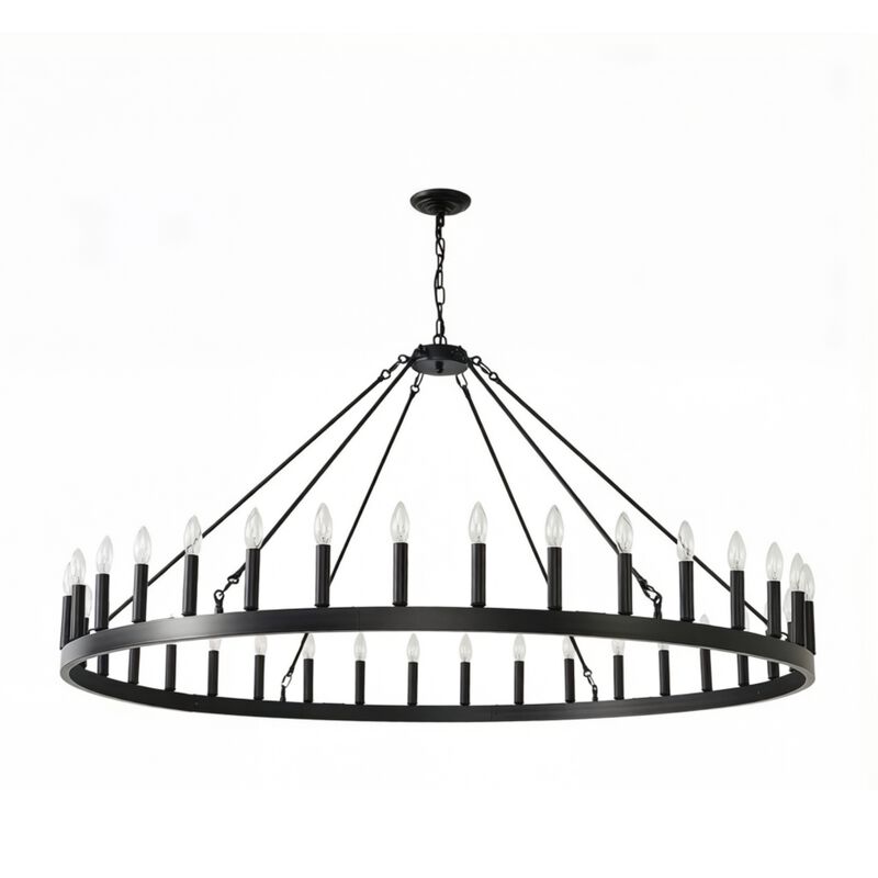 ELEMENT ACE 36-Light Extra Large Wagon Wheel Chandelier Hanging Light Fixture Suitable for High Ceilings Dining Room Living Room Kitchen Bedroom Porch Indoor Decor image number 0