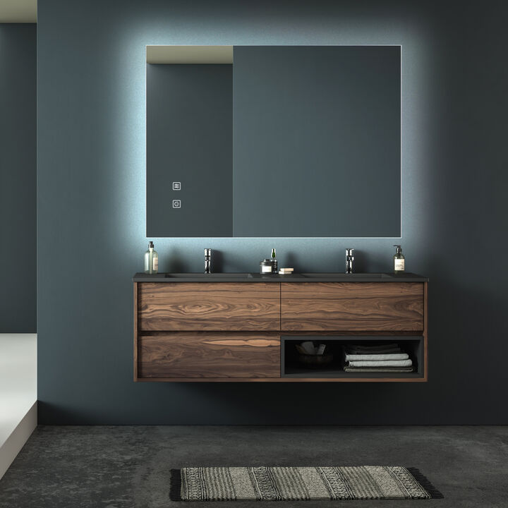 ELEMENT ACE 36x28 Inch Bathroom LED Vanity Mirror with Dimmable Touch Control Anti-Fog Feature High Lumen IP54 Waterproof Energy Saving Vertical Horizontal Mount