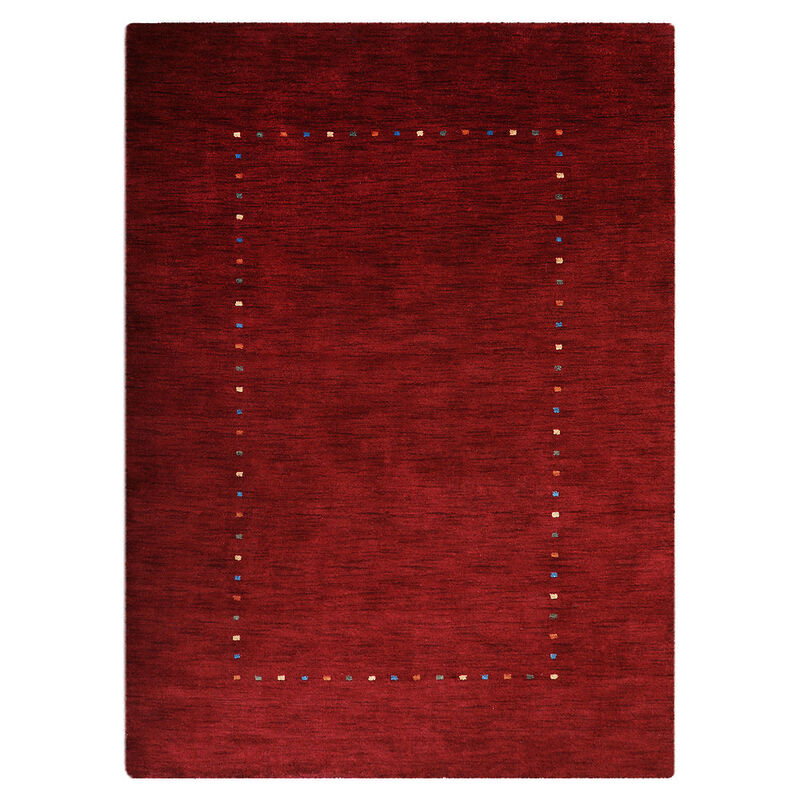 RUGSOTIC CARPETS HAND KNOTTED LOOM WOOL ECO-FRIENDLY AREA RUGS  - 8'x11', Rectangle, Red Color, Contemporary Modern Design, High Pile Thick Handmade Anti Skid Rugs for Living Room (L00105)