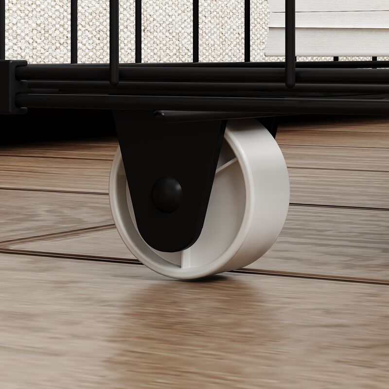 FUFU&GAGA Minimalist Platform King  Bed with Linen Upholstery Iron Frame and Button Accents 87''L x 81''W x 45''H Gray