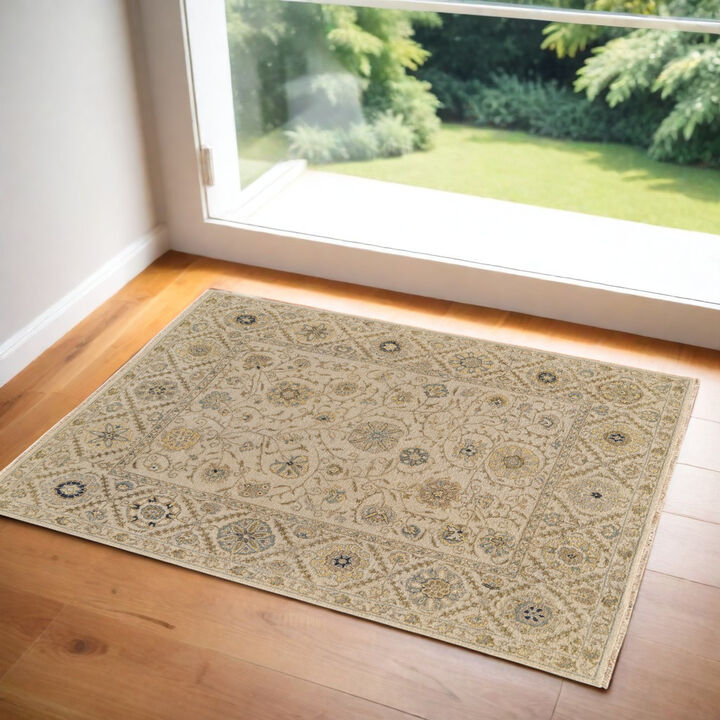 HomeRoots Wool Oriental Hand Knotted Area Rug