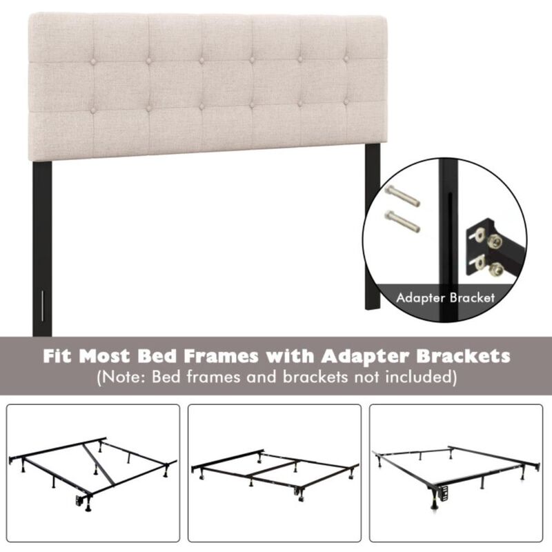 Hivvago Linen Upholstered Headboard with Solid Rubber Wood Legs