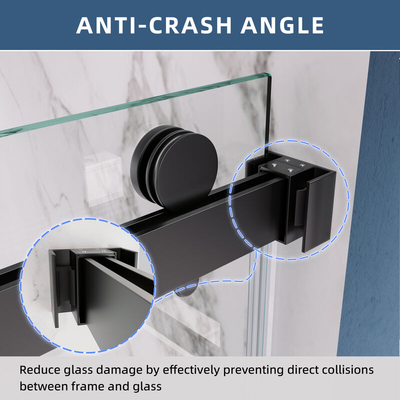 60x60 Shower Door with Assembly Template, Frameless Design and Silent Rollers