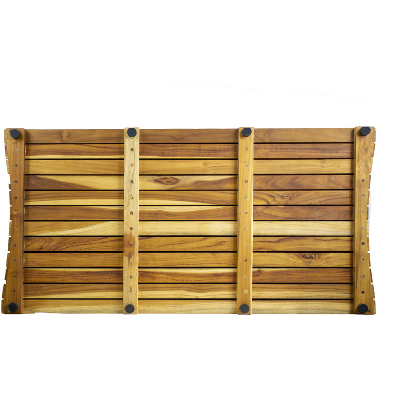EcoDecors&reg; Eleganto&reg; 40" x 20" Slatted Solid Teak Bath Floor Mat in EarthyTeak Finish image number 2
