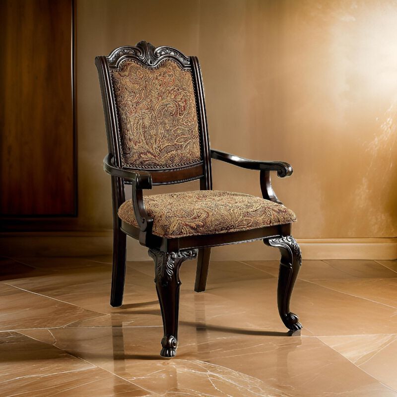 Classic Style Transitional Arm Chair, Cherry Brown image number 1