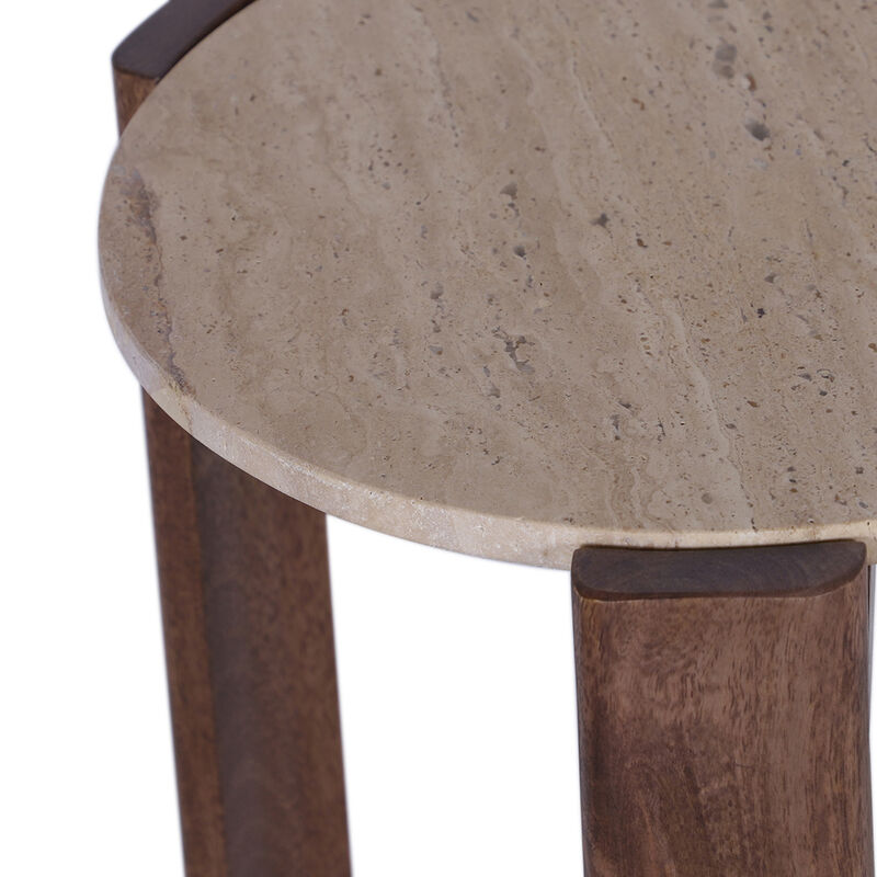 22x16" Travertine Top Accent Table, Tan/brown image number 3