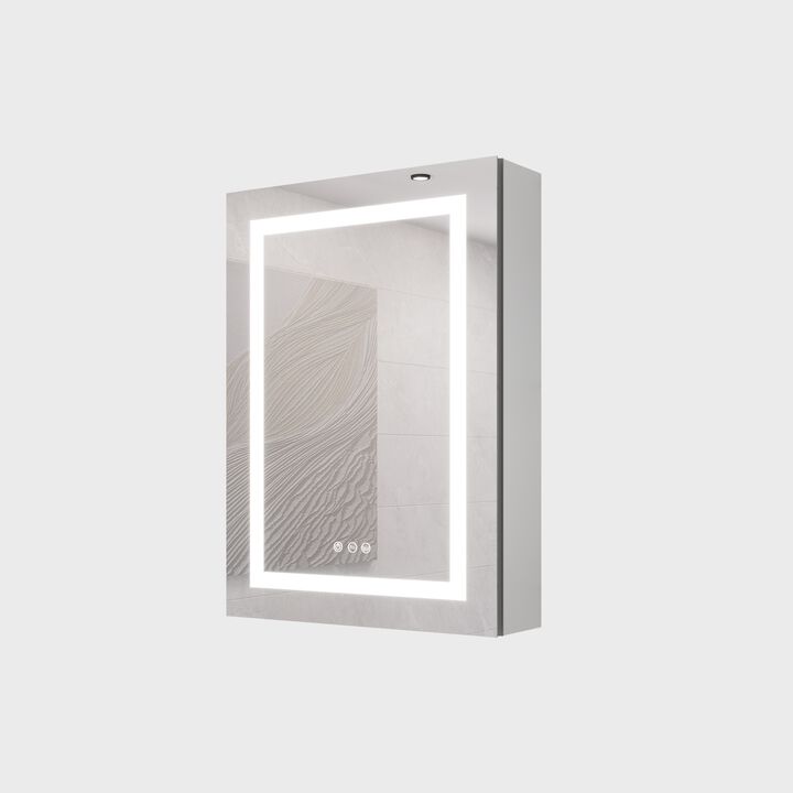 ELEMENT ACE 20 X 28 Inch LED Bathroom Medicine Cabinet with Anti-Fog Mirror and Adjustable Lighting