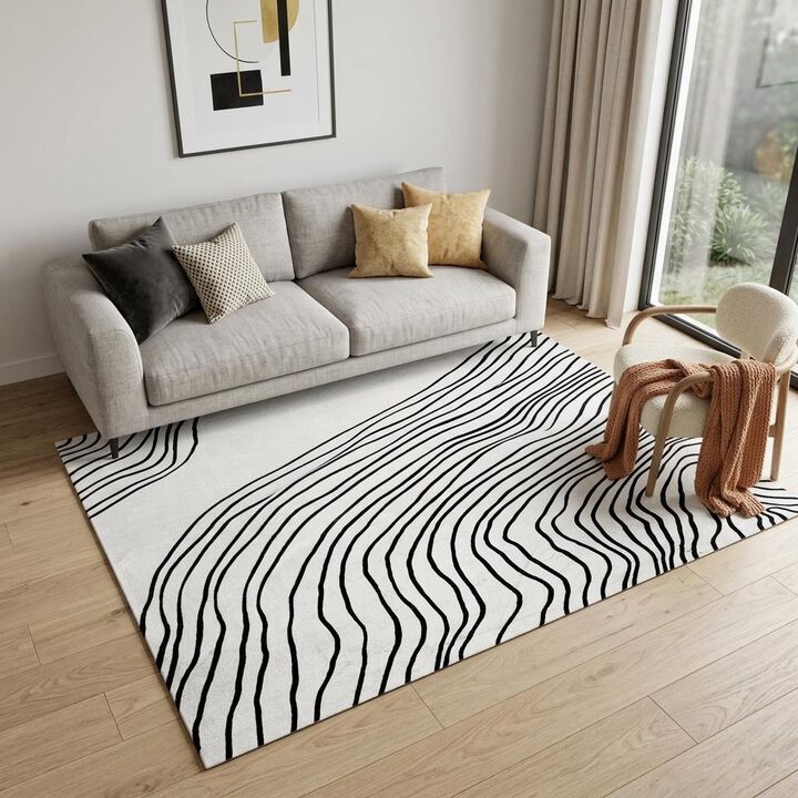 HomeRoots Abstract Distressed Area Rug