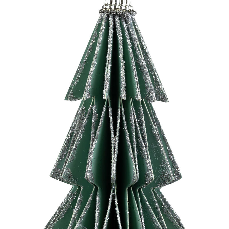 6" Glittered Green Christmas Tree Ornament image number 4