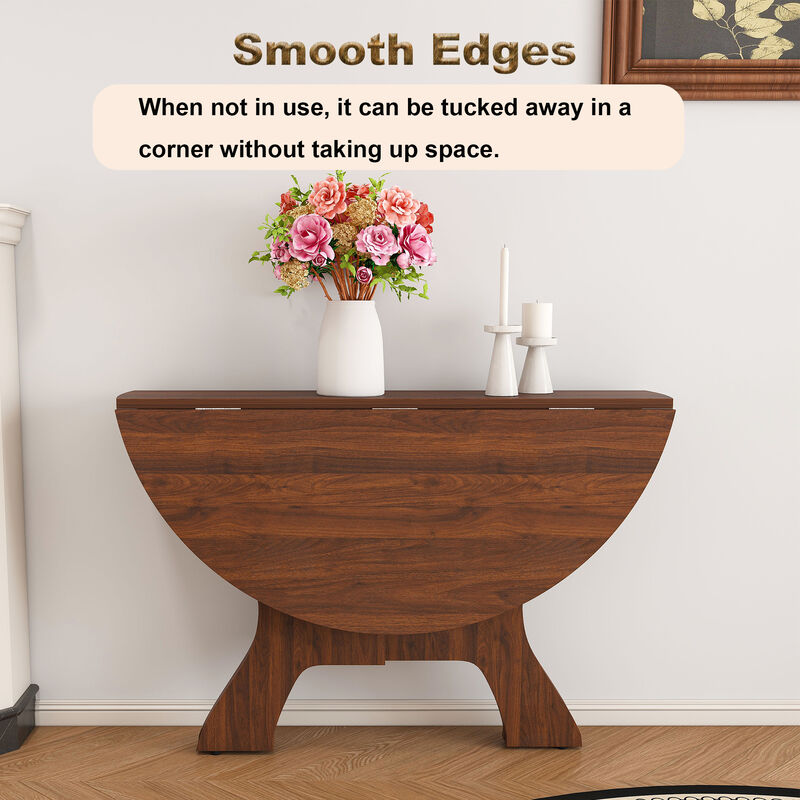 Merax Folding Dining Table - 8-Inch Ultra-Slim Profile with Walnut Veneer Surface image number 3