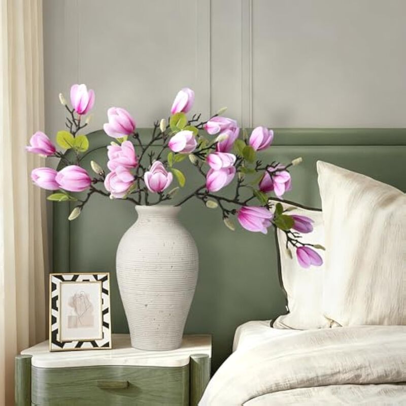 5 Piece Artificial Magnolia Flower Stems Vase Filler Flowers image number 3