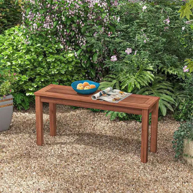 Solid Wood Outdoor Backless Garden Bench 2-Seat Design for Patio or Yard