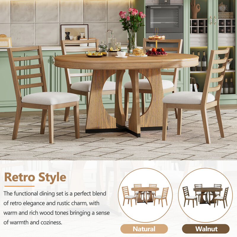 Merax Retro Rustic Functional 5 Pieces Dining Set
