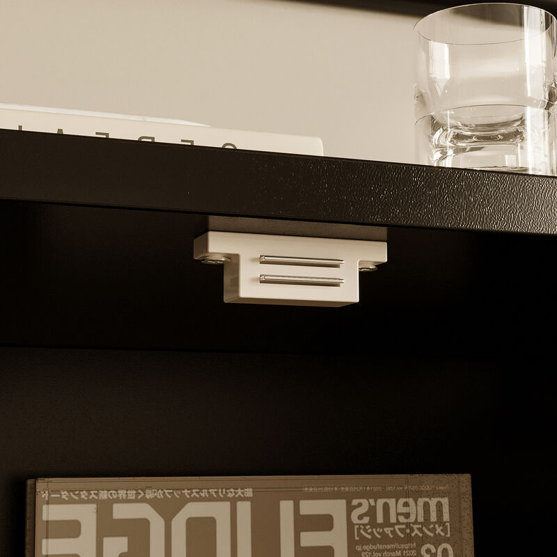 FUFU&GAGA Modern TV Stand with Large Storage Capacity, Formed Geometric Embossing and Gold Conical Handles, (78.7 in. W x 15.7 in. D x 22 in. H), Black