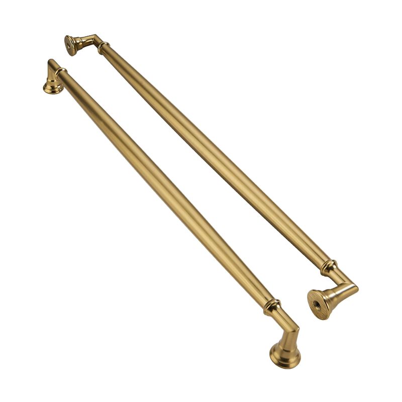 ZAUYX 2 Pack 10 Inch Hole Center Brushed Brass Cabinet pulls Solid Satin Brass Heavy Duty Cabinet Pull Cabinet Handles Kitchen C