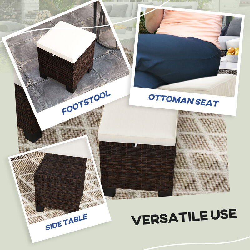 Set Of 2 Outdoor Ottomans With Cusions For Outdoor Seating image number 5