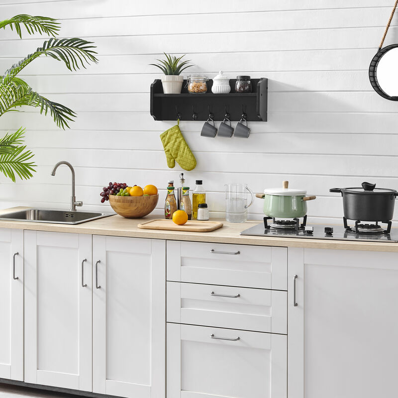 Utility Coat Rack Wall Shelf Organizer with Hooks