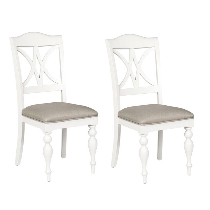 Liberty Furniture Summer House Slat Back Side Chair (RTA)-Set of 2 in Oyster White
