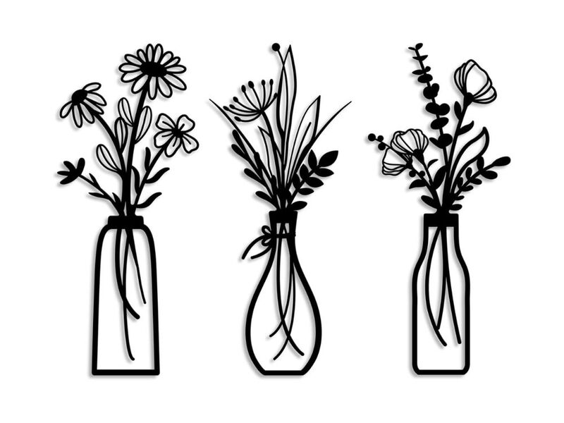 Metal Flower Wall Art Set of 3 Rustic Farmhouse Minimalist Decor for Living Room image number 0