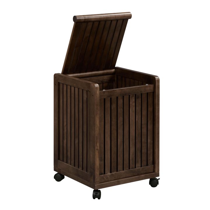 NewRidge Home Solid Wood Abingdon Mobile (Rolling) Laundry Hamper with Lid