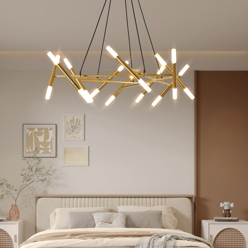 ELEMENT ACE Modern Branch Design Chandelier Light Fixture with Adjustable Height Frosted Tube Lighting image number 5