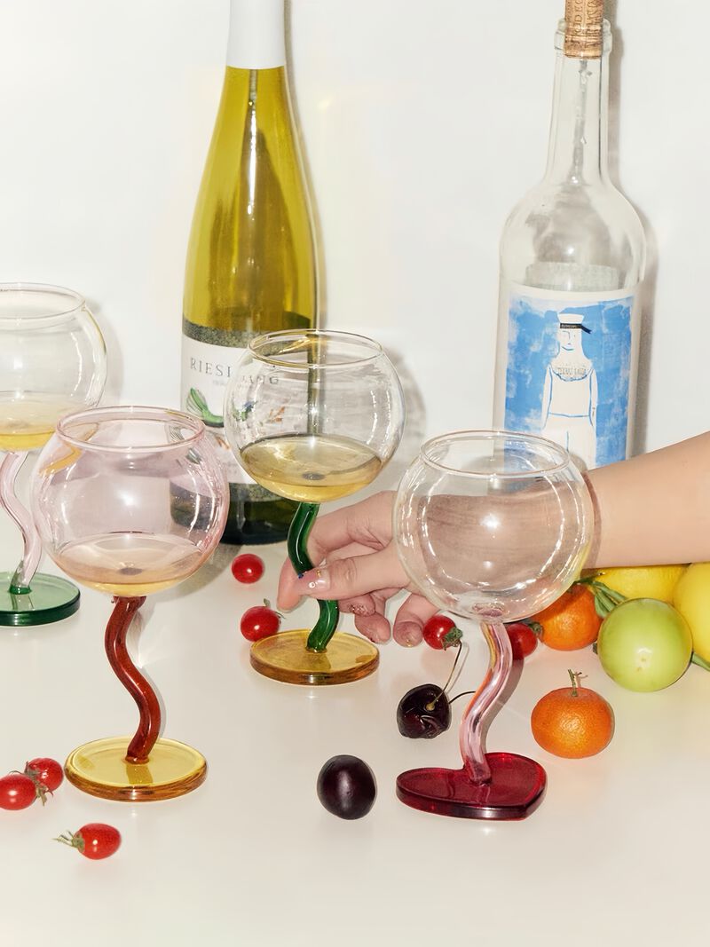 Handblown Bubble Wine Glass image number 4
