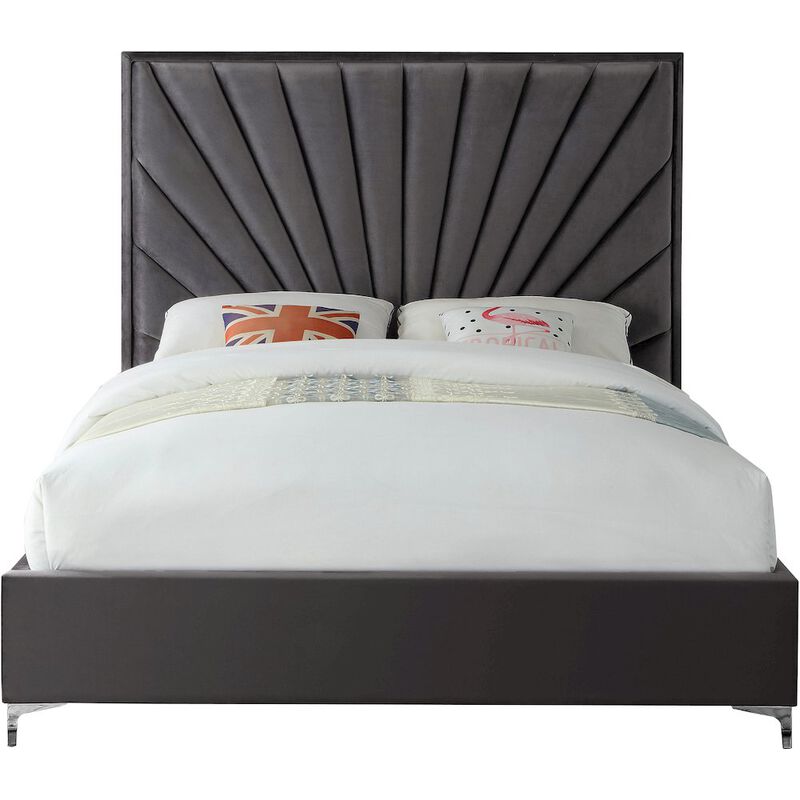 Meridian Furniture Eclipse Grey Velvet Queen Bed