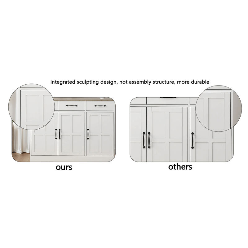 White Wood 29.92 in. Pantry Cabinet with Adjustable Shelves
