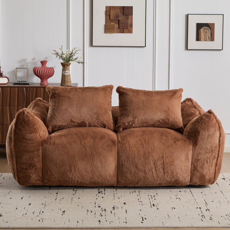 Whisen Giant Bean Bag Couch Ultra Soft Fluffy Loveseat Oversized Chase Lounge Chair with Pillows image number 1