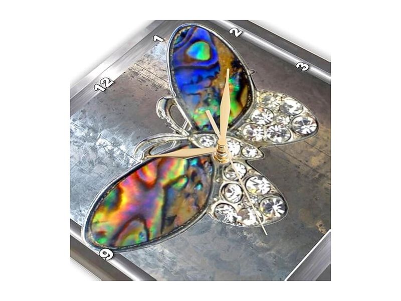 Silver Glitter Butterflies Wall Clock 10 Inch Home Decor image number 3