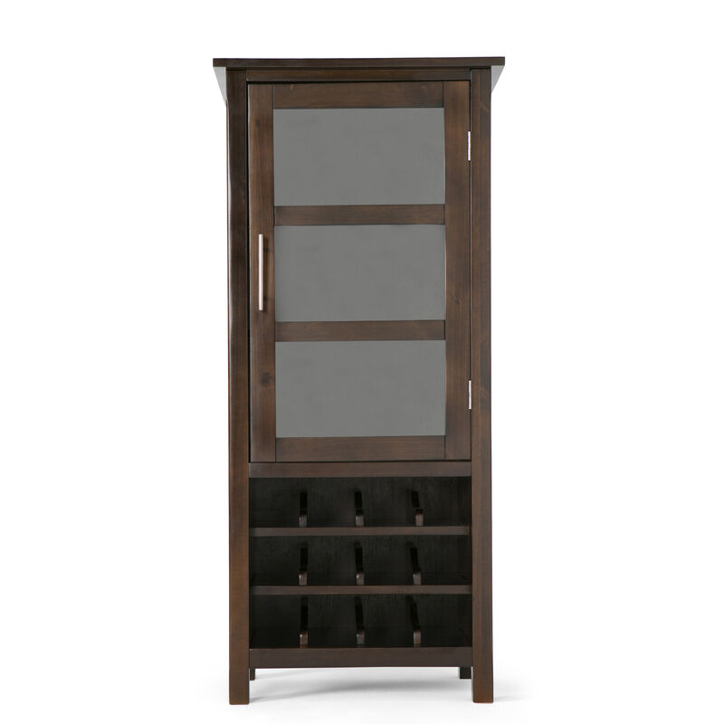 Avalon 12-Bottle SOLID WOOD 22 inch Wide Contemporary High Storage Wine Rack Cabinet in Dark Tobacco Brown