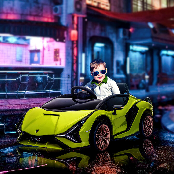 BreeBe 12V Lamborghini SIAN Licensed Electric Car for kids with Remote Control, Horn, Music, & Headlights