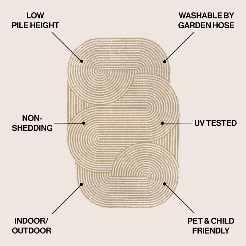 Margot Modern Geometric Arch Stripe Indoor/Outdoor Shaped Area Rug