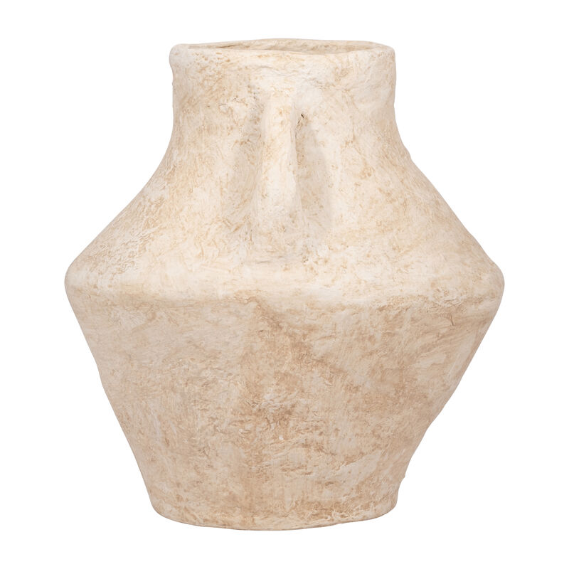 Paper Mache, 14" Vase With Handles, White image number 2