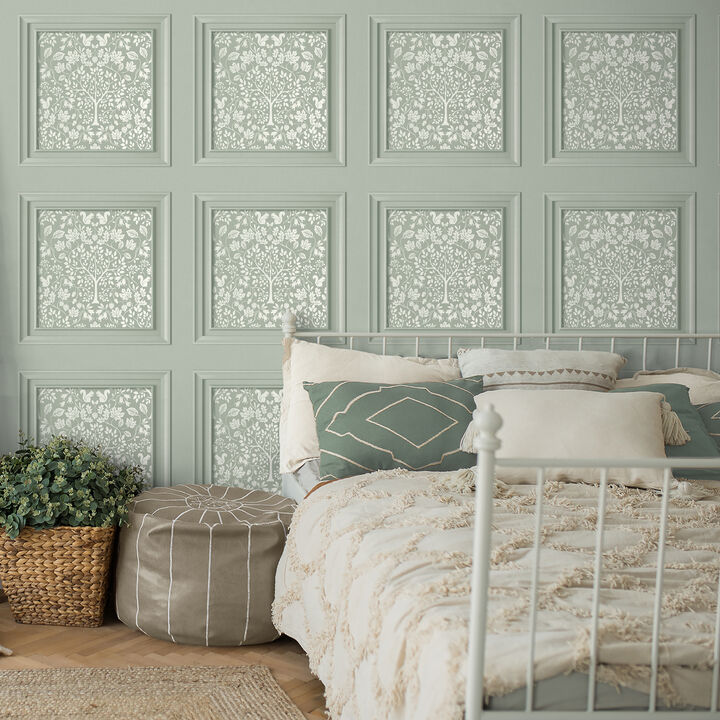 Edwina Sage Woodland Panel Wallpaper