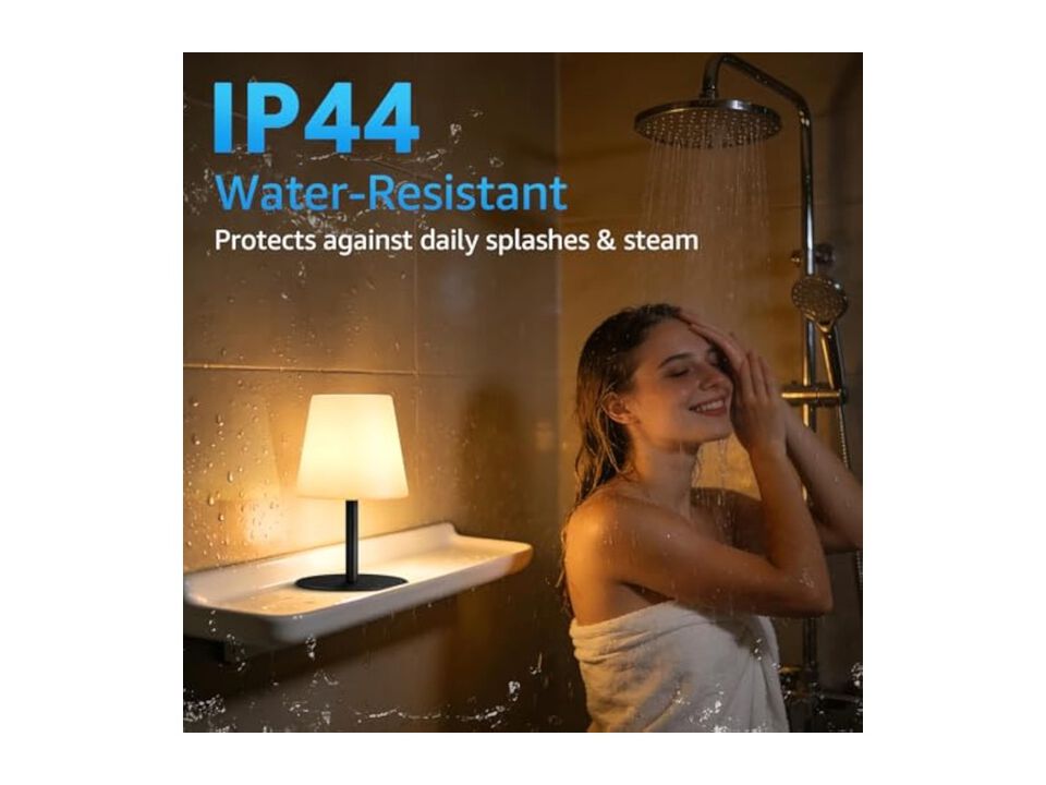 Rechargeable Cordless Waterproof Shower Lamp For Bathroom Patio Outdoor Black