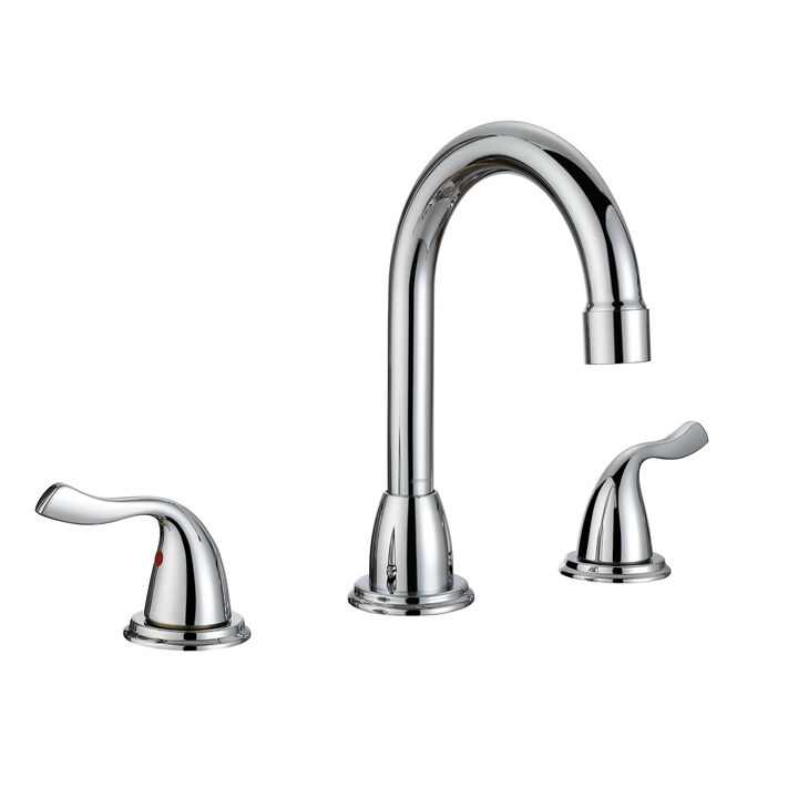 Bothwa Home Polished Chrome Bathroom Sink Faucet, Widespread 2-Handle Swivel Vanity Faucet With Drain & Supply Lines