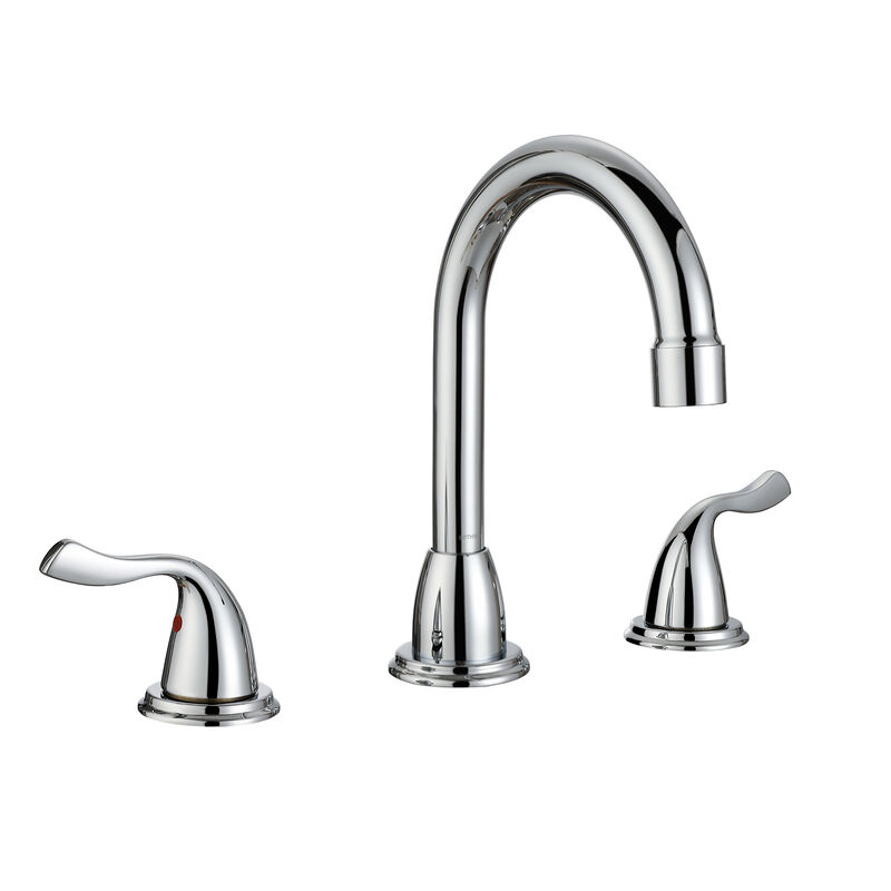 Bothwa Home Polished Chrome Bathroom Sink Faucet, Widespread 2-Handle Swivel Vanity Faucet With Drain & Supply Lines image number 0